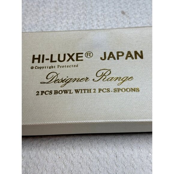 Hi Luxe Japan Designer Range 2 Pc Bowl Spoon Set White Gold Trim Tableware NOS - Picture 8 of 8